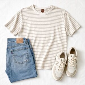 Common People Striped Cotton T-Shirt Men’s XL | Minimalist Normcore Dadcore